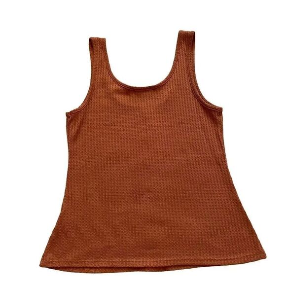 Liberty Love Burnt Orange Sleeveless Knit Button Front Ribbed Tank Top SZ S - Picture 5 of 12